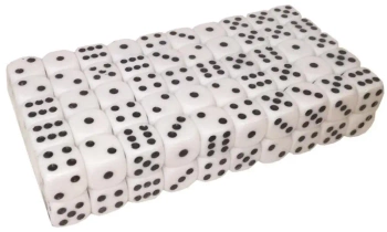 Kostka do gry biała 100szt - Trifox