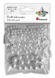 Koraliki plastikowe perełki białe 36g - Titanum