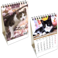 Kalendarz 2026 biurkowy pion Koty - EV-Corp