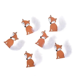 Drewniane liski z futerkiem samoprzylepne 6szt - Dalprint dpCraft