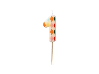 Świeczka urodzinowa 1 romby 5,5cm - PartyDeco