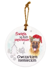 Zawieszka ceramiczna Boże Narodzenie Owczarek niem - Kukartka
