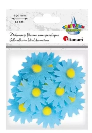 Filcowe dekoracje 3D kwiaty niebieskie 10szt - Titanum