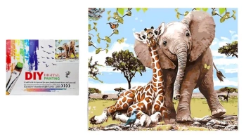 Malowanie po numerach Słoń z żyrafą - SWEDE