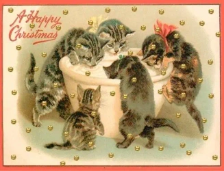 Karnet mini brokat z kopertą Święta Kotki - Madame Treacle