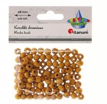 Koraliki drewniane lakierowane brązowe 1000szt - Titanum