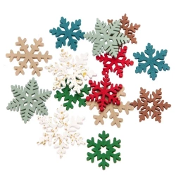 Drewniane śnieżynki multikolor 14szt - Dalprint dpCraft