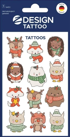 Tatuaże bożonarodzeniowe dla dzieci - zwierzęta - Zdesign