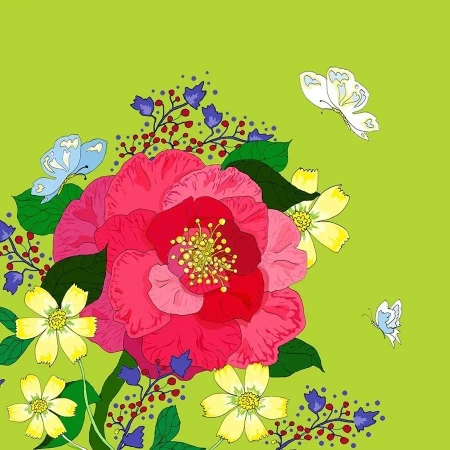 Karnet Swarovski kwadrat CL0605 Kwiaty limonka - Clear Creations