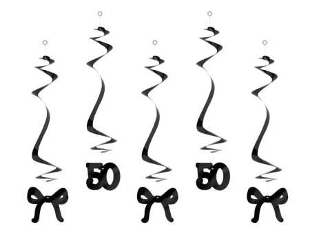 Świderki 50 z kokardkami czarne 50cm 5szt - PartyDeco