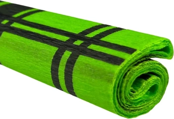 Paczka Bibuła marszczona 50x200 krata czarna na zielonym jasnym 10 rolek - TYMOS