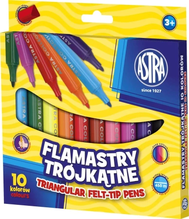 Flamastry trójkątne Jumbo Astra 10 kolorów - ASTRA art-pap