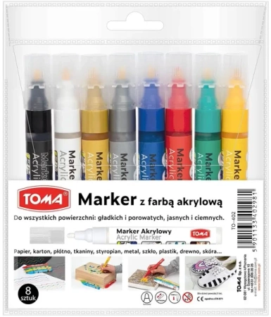 Marker akrylowy okrągła końcówka 2,5mm 8kol - Polskie Towarzystwo Tomasza z Akwinu