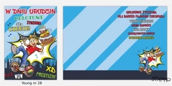 Karnet Young B6 + koperta wzór nr 028 Urodziny - Stamp