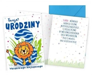 Karnet B6 Urodziny 3 lew - Kukartka