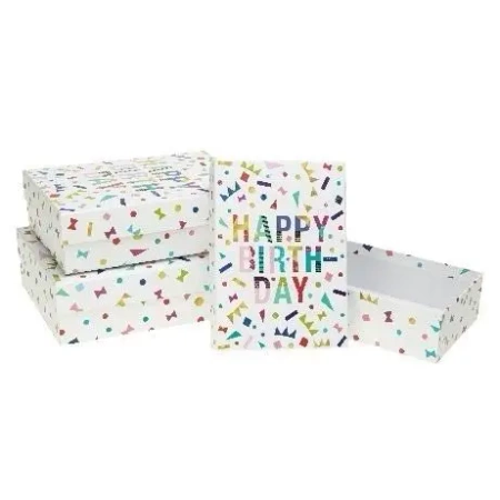 Pudełko prezentowe 3szt urodziny ROZETTE