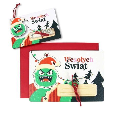 Karnet drewniany Boże Narodzenie Grinch - Cresco