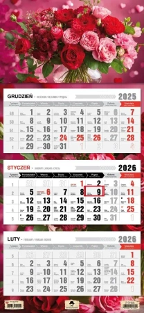 Kalendarz 2026 trójdzielny płaska główka bukiet - Pan Kalendarzyk