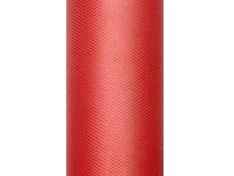 Tiul gładki czerwony 0,3x9m - PartyDeco