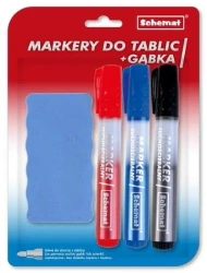 Markery suchościeralne do tablic + gąbka - Schemat