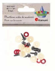 Oczy do maskotek plastikowe 10mm z mocowaniem 8szt - Titanum