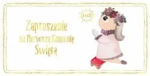 Zaproszenie - Komunia dziewczynka złoty (10 szt.) - Henry