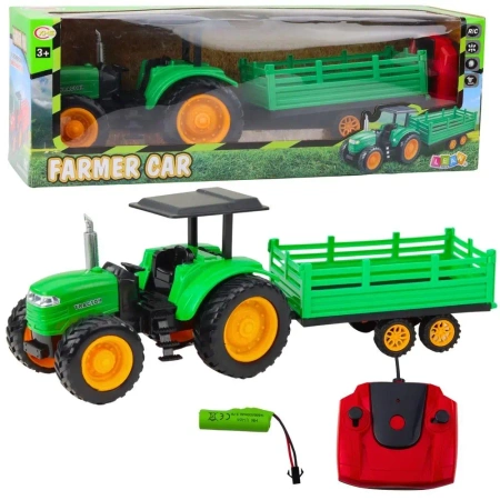 Traktor z przyczepą RC zielony - Leantoys