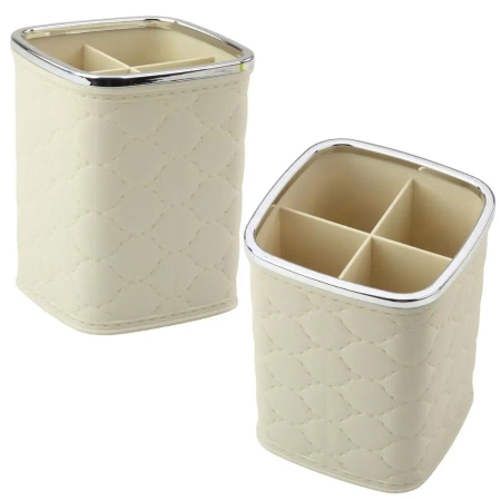 Organizer na pędzle 4 przegrody biały 12x9,5cm - Leantoys