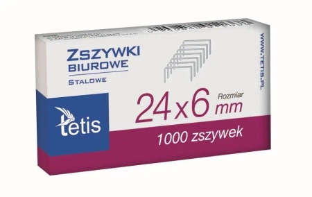 Zszywki biurowe 24/6 1000szt. GZ101-A - Tetis