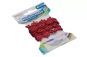 Łańcuszek kwiatuszki skórzane 1m czerwony - Brewis