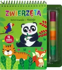 Zwierzęta. Kolorowanki naklejki 4 neonowe markery - praca zbiorowa