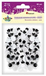 Oczy samoprzylepne bez rzęs 12mm okrągłe 80szt - Titanum