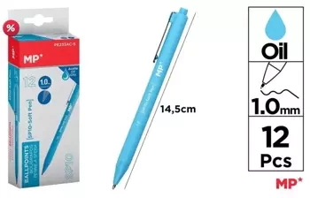 Długopis olejowy 1,0mm lazurowy (12szt) - MP Main Paper