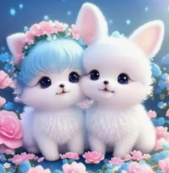 Diamentowa Mozaika Pieski urocza biała parka NO-2001925 - Norimpex