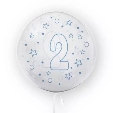 Balon 45cm Gwiazdki cyfra 2 niebieski TUBAN