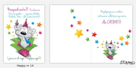 Karnet Happy B6 + koperta wzór nr 14 - Stamp
