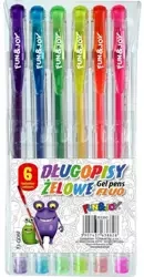 Długopisy żelowe fluo 6 kolorów - Titanum