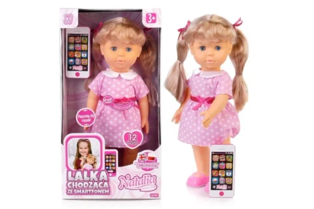 Lalka Natalia chodząca ze smartfonem 41cm - Artyk