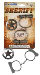 Kajdanki + metalowa odznaka szeryfa - Gonher