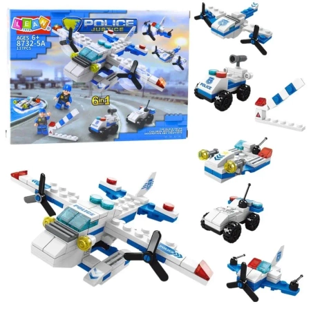 Klocki konstrukcyjne Helikopter Pojazdy 6w1 137el - Leantoys