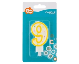 Świeczka cyfra 9 z kropeczkami 7.5cm - Godan