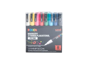Markery plakatowe PC-3M 8 kolorów POSCA UNI - Uni Mitsubishi Pencil