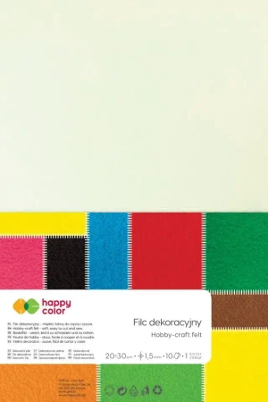 Filc dekoracyjny biały mleczny 10ark 1,5mm 20x30cm Happy Color