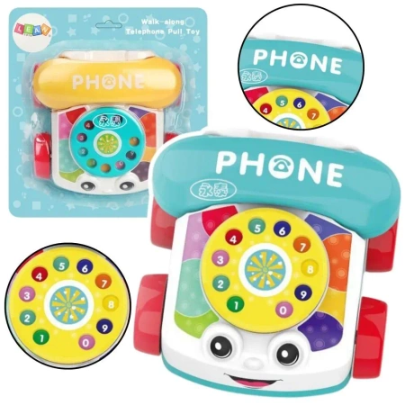 Telefon na kółkach do ciągnięcia kolorowy - Leantoys