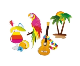 Dekoracja na ścianę Hawajskie Party 4szt 73cm - Godan
