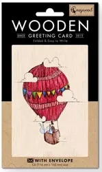 Karnet drewniany C6 + koperta Ślub balon - Cozywood