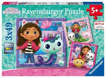 Puzzle dla dzieci 3x49 Koci Domek Gabi - Ravensburger