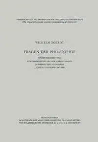 Fragen Der Philosophie - Wilhelm Goerdt
