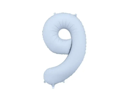 Balon foliowy cyfra 9 86cm mglisty niebieski - PartyDeco