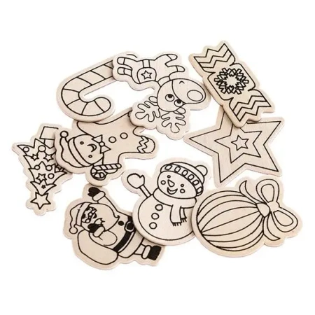 Ozdoby drewniane z magnesem 4-6 cm 9szt - Dalprint dpCraft